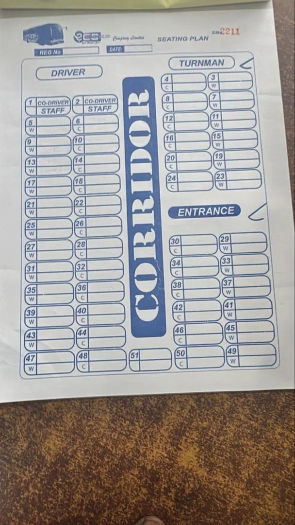 Super Metro seating plan showing seat numbers and the corridor
